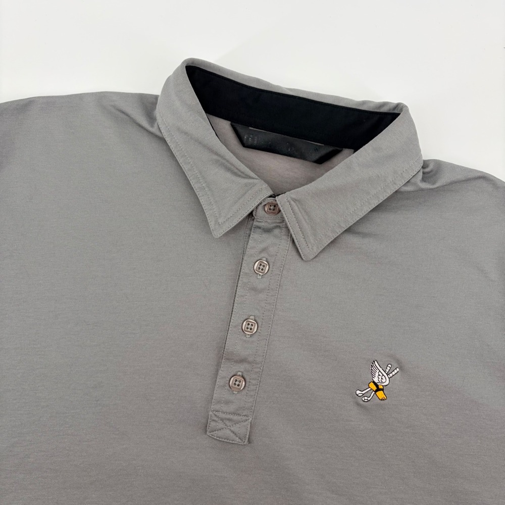 TravisMathew Mens Gray Pima Cotton Blend Golf Polo Shirt XL Winged Foo Golf Club